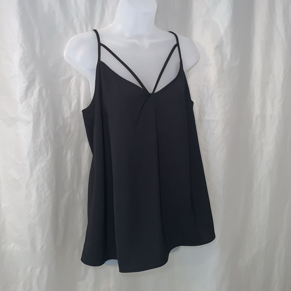 NWT XS / 14W BLACK STRAPPY WOVEN CAMI CITY CHIC PLUS SIZE - Picture 4 of 13